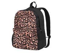 InOmak Pink And Black Leopard Print Decoupage, Backpack With Pockets Casual Daypack Water Resistant School Bag for Travelling, Hiking, or Camping