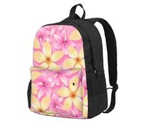InOmak Pink And Orange Tropical Flowers, Backpack With Pockets Casual Daypack Water Resistant School Bag for Travelling, Hiking, or Camping