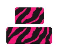 InOmak Pink Black Zebra Doormats Area Rugs Set of 2 Kitchen Floor Mats