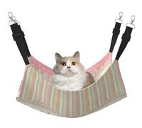 InOmak Pink Floral Polka Dots Neutral Striped Combo Vintage Shabby Chic Flower Lace Pattern,Cat Hanging Hammock Soft Double Sided Hanging Bed for Small Dogs Pet,M