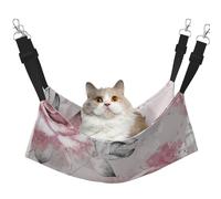 InOmak Pink Flowers Watercolor Floral Rose Gray Leaves Splash,Cat Hanging Hammock Soft Double Sided Hanging Bed for Small Dogs Pet,L