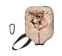 InOmak Pink Rose Flower Gold Copper Sequin Sparkly, Sport Pickleball Paddle Cover, Pickleball Paddle Case Fits Most Standard Paddle Shapes and Sizes