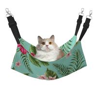 InOmak Plumeria And Hibiscus Flowers Print Exotic Jungle Palm Leaf,Cat Hanging Hammock Soft Double Sided Hanging Bed for Small Dogs Pet,L