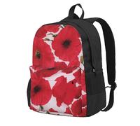 InOmak Poppy Red, Backpack With Pockets Casual Daypack Water Resistant School Bag for Travelling, Hiking, or Camping
