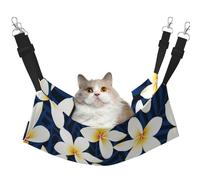 InOmak Print Tropical White Frangipani Plumeria Flower,Cat Hanging Hammock Soft Double Sided Hanging Bed for Small Dogs Pet,M