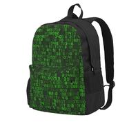 InOmak Programmer Green Decimal Computer Code, Backpack With Pockets Casual Daypack Water Resistant School Bag for Travelling, Hiking, or Camping