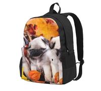 InOmak Puppys Pug, Backpack With Pockets Casual Daypack Water Resistant School Bag for Travelling, Hiking, or Camping