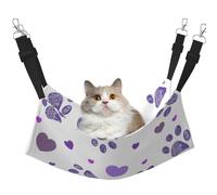 InOmak Purple Paw Print With Heart,Cat Hanging Hammock Soft Double Sided Hanging Bed for Small Dogs Pet,M