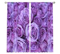 InOmak Purple Rose Pattern Flower Pattern, 2 Panels Window Curtains 52 x 84 Inch Blackout Curtains for Living Room Bedroom