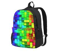 InOmak Rainbow Color Plaid, Backpack With Pockets Casual Daypack Water Resistant School Bag for Travelling, Hiking, or Camping