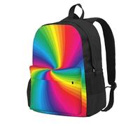 InOmak Rainbow Colorful Spiral, Backpack With Pockets Casual Daypack Water Resistant School Bag for Travelling, Hiking, or Camping