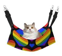 InOmak Rainbow Hearts Gay Pride Flag,Cat Hanging Hammock Soft Double Sided Hanging Bed for Small Dogs Pet,M
