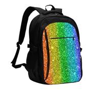 InOmak Rainbow Looks Like With Sequin, Travel Backpack Casual School Bags Laptop Rucksack With USB Charging Port For Men Women
