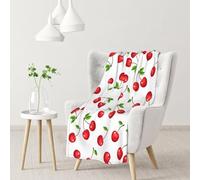 InOmak Red Cherry Berries,Soft Blanket Warm Anti-Pilling Flannel Plush Throw Blanket 76 X 102 cm