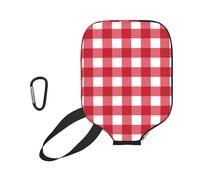 InOmak Red Plaid Checkered Abstract, Sport Pickleball Paddle Cover, Pickleball Paddle Case Fits Most Standard Paddle Shapes and Sizes