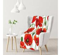 InOmak Red Poppy Flowers,Soft Blanket Warm Anti-Pilling Flannel Plush Throw Blanket 76 X 102 cm