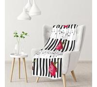 InOmak Red Rose On Piano Musical Notes,Soft Blanket Warm Anti-Pilling Flannel Plush Throw Blanket 76 X 102 cm