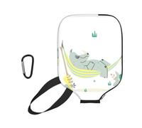 InOmak Rhino Pattern On White Background, Sport Pickleball Paddle Cover, Pickleball Paddle Case Fits Most Standard Paddle Shapes and Sizes