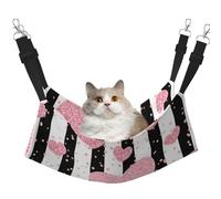 InOmak Romantic Heart Rose Gold Sequin Stripe,Cat Hanging Hammock Soft Double Sided Hanging Bed for Small Dogs Pet,M