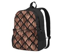 InOmak Rose Gold Art Deco Fans On Black, Backpack With Pockets Casual Daypack Water Resistant School Bag for Travelling, Hiking, or Camping