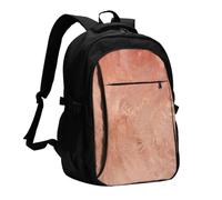 InOmak Rose Gold Copper Texture Metallic, Travel Backpack Casual School Bags Laptop Rucksack With USB Charging Port For Men Women