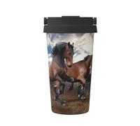 InOmak Running Horses,500ml Coffee Mug Insulated Stainless Steel Water Bottle Portable Coffee Cup