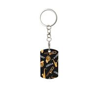 InOmak Saxophone Trombone Music Black, Rectangular Metal Keychain, Metal Keychains Keyring Key Chain Ring Holder Organizer 1 pc