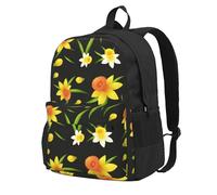 InOmak Seamless Background Design With Daffodil Flowers, Backpack With Pockets Casual Daypack Water Resistant School Bag for Travelling, Hiking, or Camping