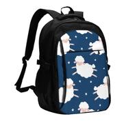 InOmak Sheep On A Starry Sky, Travel Backpack Casual School Bags Laptop Rucksack With USB Charging Port For Men Women