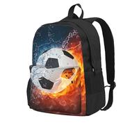 InOmak Soccer Ball On Fire And Water, Backpack With Pockets Casual Daypack Water Resistant School Bag for Travelling, Hiking, or Camping