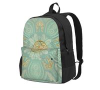 InOmak Soft Sage Green And Gold Celtic Mandala, Backpack With Pockets Casual Daypack Water Resistant School Bag for Travelling, Hiking, or Camping
