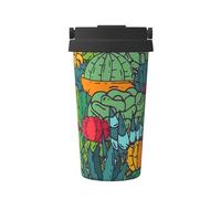 InOmak Succulents Cacti Green Plants Cactus,500ml Coffee Mug Insulated Stainless Steel Water Bottle Portable Coffee Cup