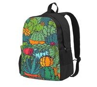 InOmak Succulents Cacti Green Plants Cactus, Backpack With Pockets Casual Daypack Water Resistant School Bag for Travelling, Hiking, or Camping