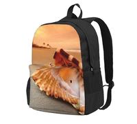 InOmak Sunset Over The Sea The Shell Conch, Backpack With Pockets Casual Daypack Water Resistant School Bag for Travelling, Hiking, or Camping