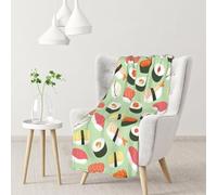 InOmak Sushi On Green Printed,Soft Blanket Warm Anti-Pilling Flannel Plush Throw Blanket 76 X 102 cm