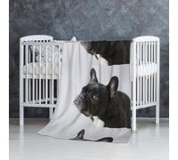 InOmak Sweet Pet Cute Black French Bulldog Puppy,Soft Blanket Warm Anti-Pilling Flannel Plush Throw Blanket 76 X 127 cm