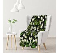 InOmak Swiss Alpine Edelweiss Floral,Soft Blanket Warm Anti-Pilling Flannel Plush Throw Blanket 76 X 102 cm