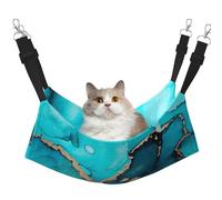 InOmak Trendy Abstract Teal Gold Swirls,Cat Hanging Hammock Soft Double Sided Hanging Bed for Small Dogs Pet,M