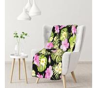 InOmak Tropical Pink Flowers And Jungle Palms,Soft Blanket Warm Anti-Pilling Flannel Plush Throw Blanket 76 X 102 cm
