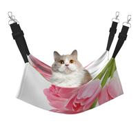 InOmak Tulip Water Effect Fresh Lovely Flower Pink,Cat Hanging Hammock Soft Double Sided Hanging Bed for Small Dogs Pet,M
