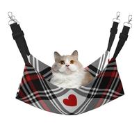InOmak Valentines Plaid Hearts,Cat Hanging Hammock Soft Double Sided Hanging Bed for Small Dogs Pet,L