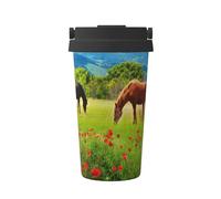InOmak Various Kinds of Horses,500ml Coffee Mug Insulated Stainless Steel Water Bottle Portable Coffee Cup
