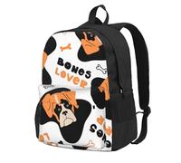 InOmak Vector Seamless Pattern With Boxer, Backpack With Pockets Casual Daypack Water Resistant School Bag for Travelling, Hiking, or Camping