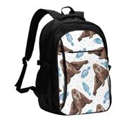 InOmak Watercolor Brown Walrus, Travel Backpack Casual School Bags Laptop Rucksack With USB Charging Port For Men Women
