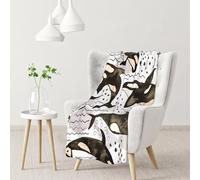 InOmak Watercolor Orcas,Soft Blanket Warm Anti-Pilling Flannel Plush Throw Blanket 76 X 102 cm