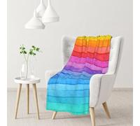 InOmak Watercolor Paint Bright Colors Line Artwork,Soft Blanket Warm Anti-Pilling Flannel Plush Throw Blanket 76 X 102 cm