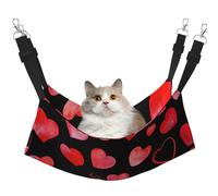 InOmak Watercolor Red Hearts Pattern,Cat Hanging Hammock Soft Double Sided Hanging Bed for Small Dogs Pet,L