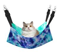 InOmak Watercolor Teal Blue Tie Dye,Cat Hanging Hammock Soft Double Sided Hanging Bed for Small Dogs Pet,L
