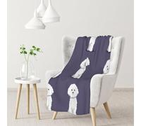 InOmak White Bichon Frise Dog,Soft Blanket Warm Anti-Pilling Flannel Plush Throw Blanket 76 X 102 cm