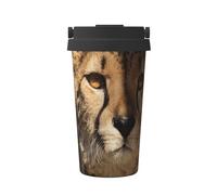InOmak White Cheetah Printed,500ml Coffee Mug Insulated Stainless Steel Water Bottle Portable Coffee Cup